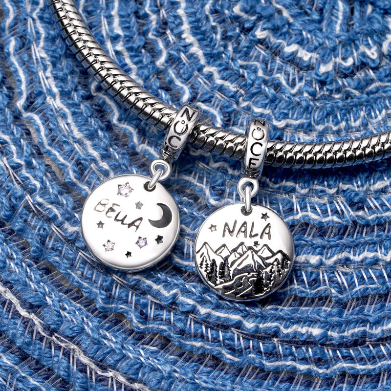 Gnoce Engravable Mountains Rivers Disk Pendant Dangle Charm_4