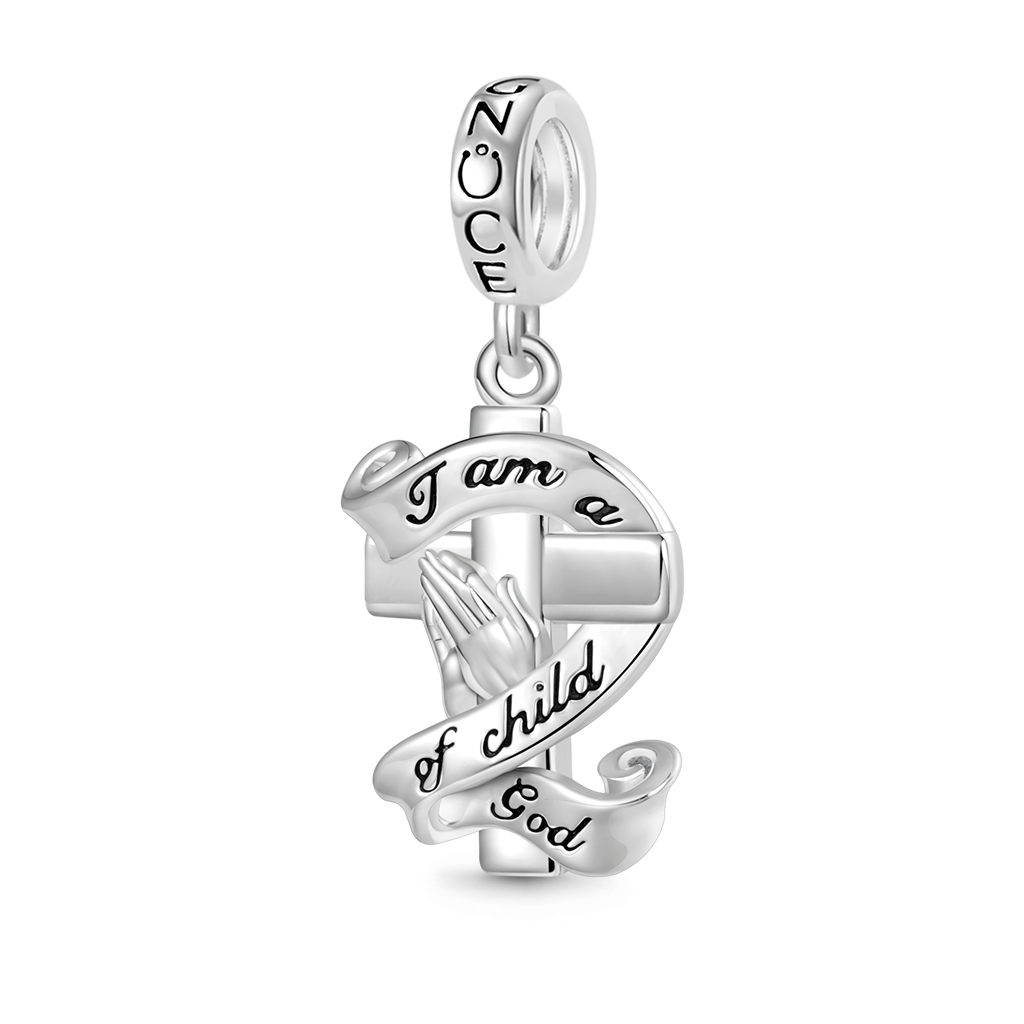 Gnoce “I am a child of God" Cross Praying Hands Pendant Dangle Charm_1