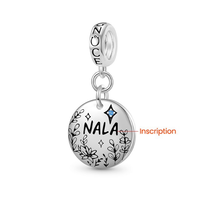 Gnoce Engravable Flowers Disk Pendant Dangle Charm_2