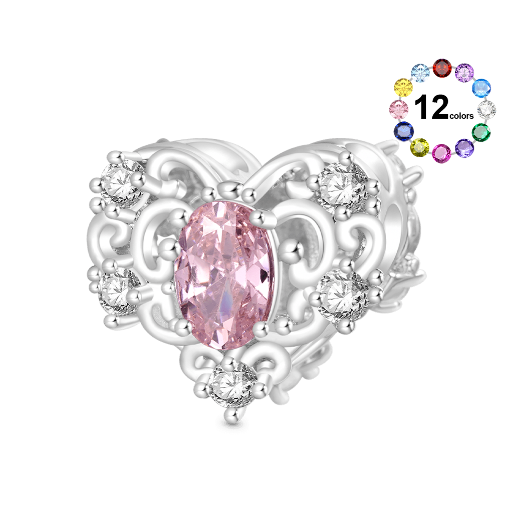 Gnoce Birthstone Hollow Love Heart Charm_1