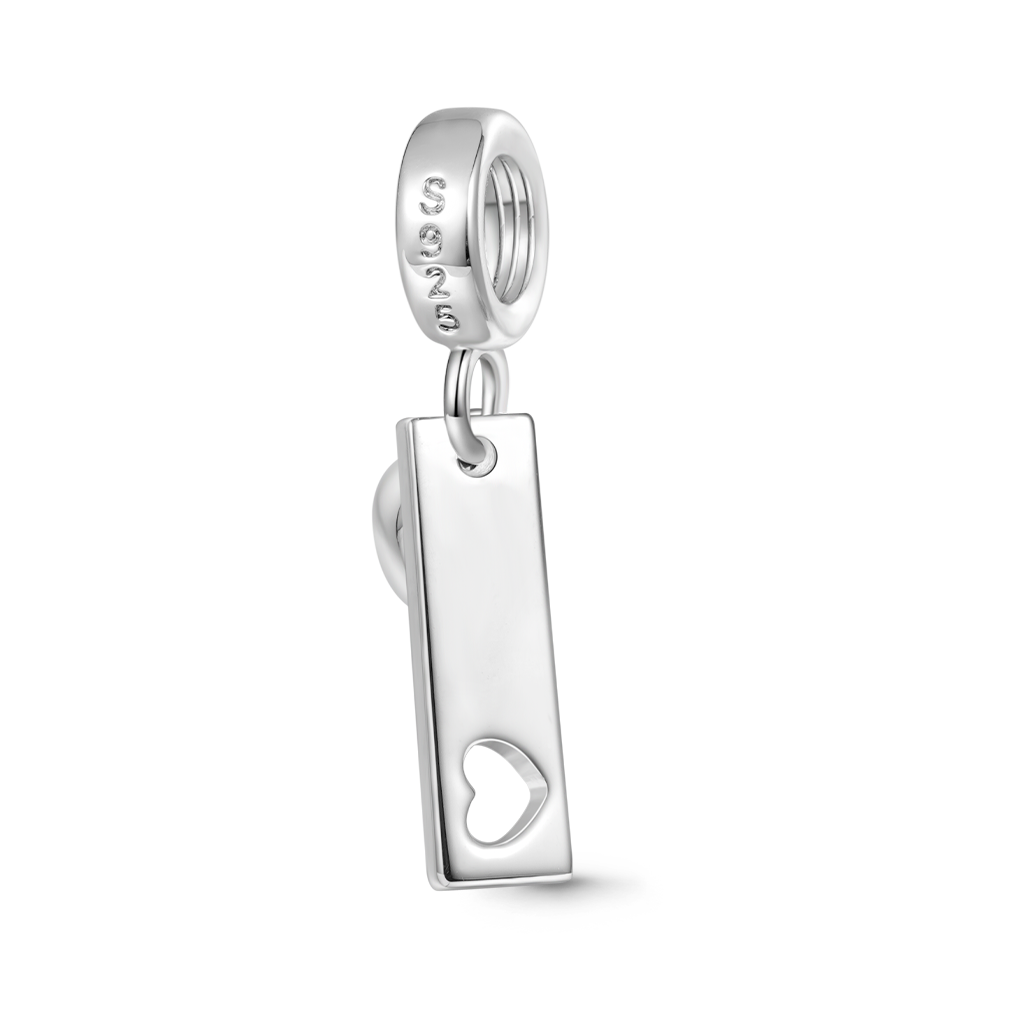 Gnoce Engravable Tag Heart Birthstone Pendant Dangle Charm_3