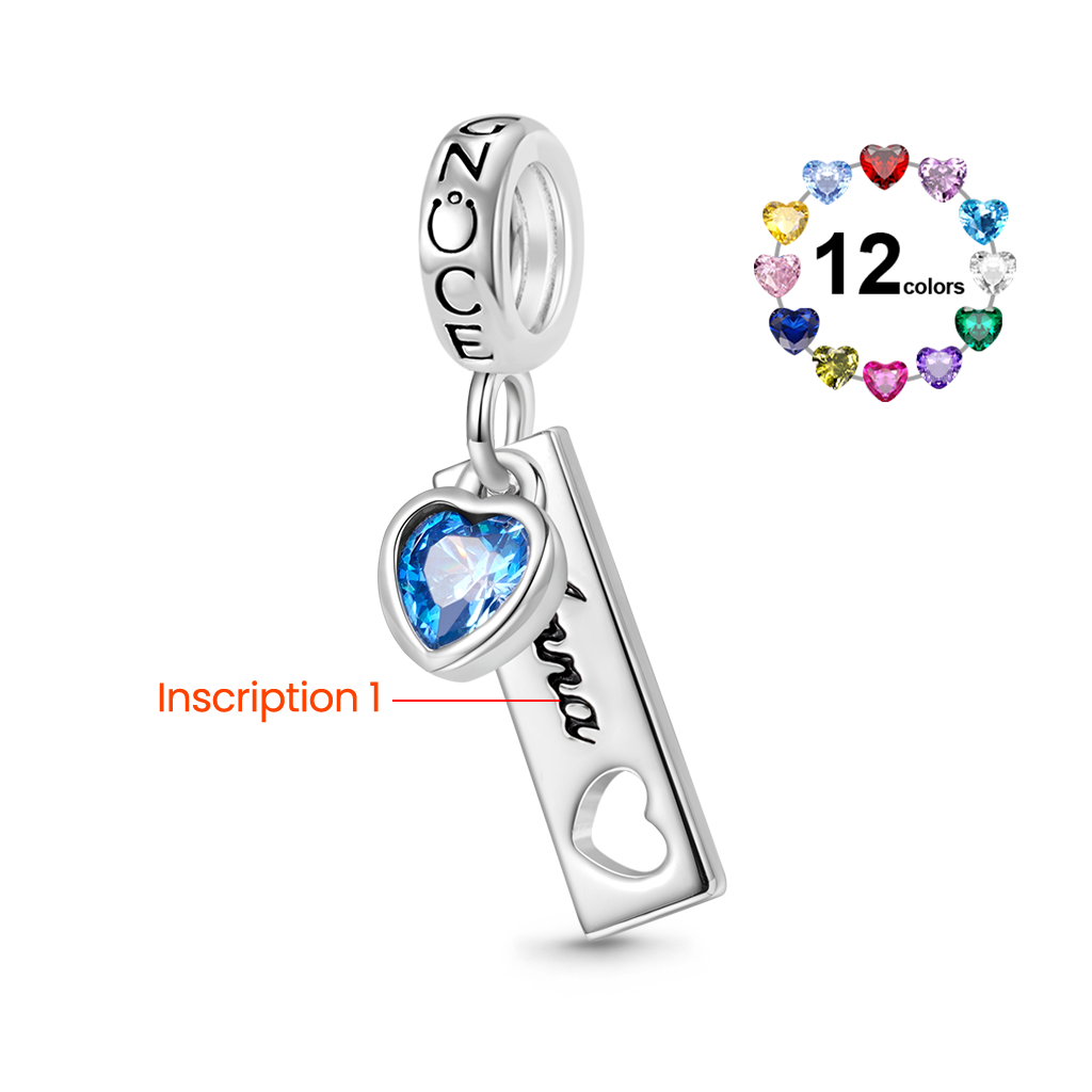 Gnoce Engravable Tag Heart Birthstone Pendant Dangle Charm_2