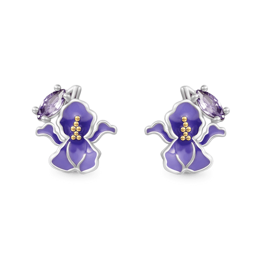 Gnoce Birthday Flower Series Iris Stud Earrings_1