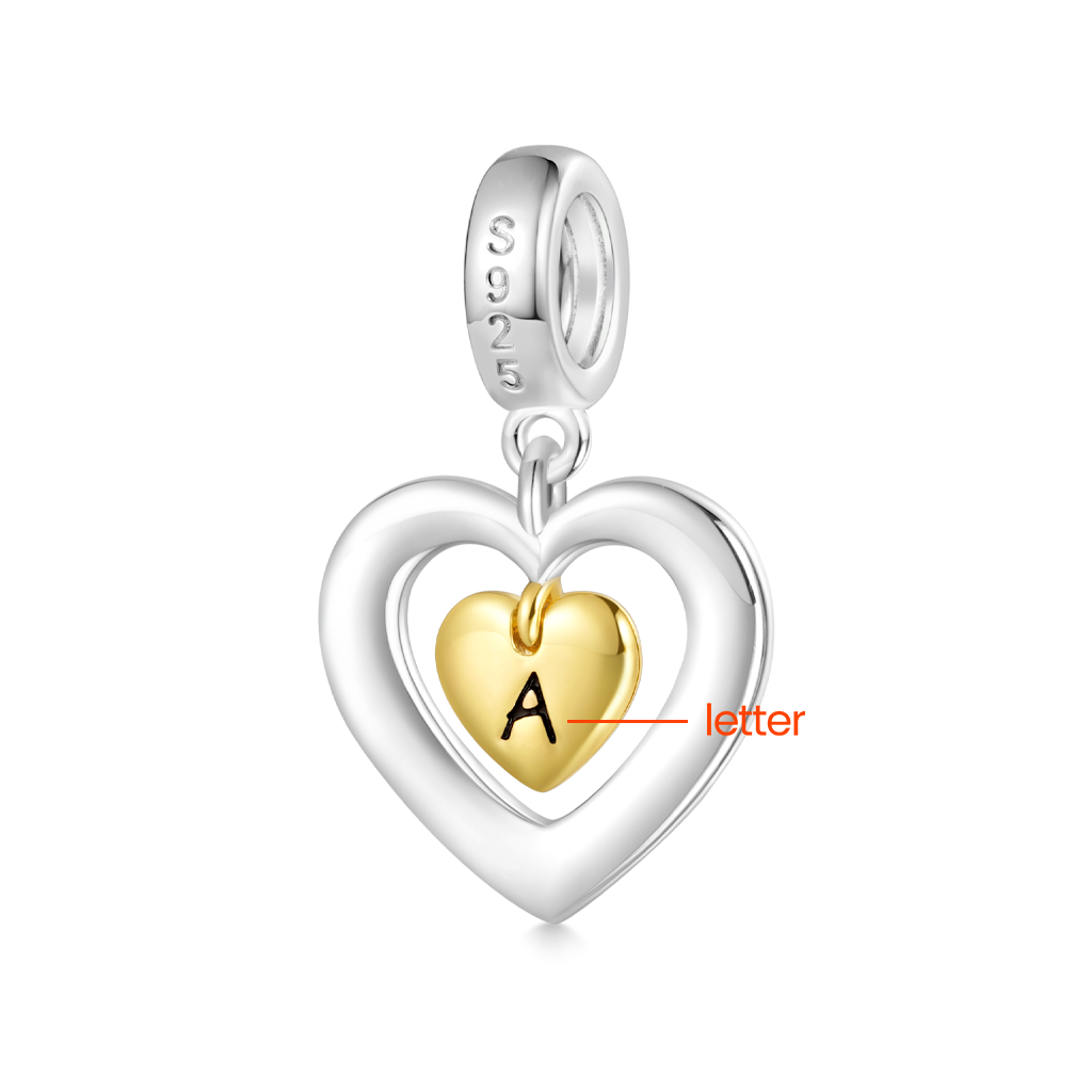 Gnoce Personalized Initial Letter Forever Heart Pendant Dangle Charm_2