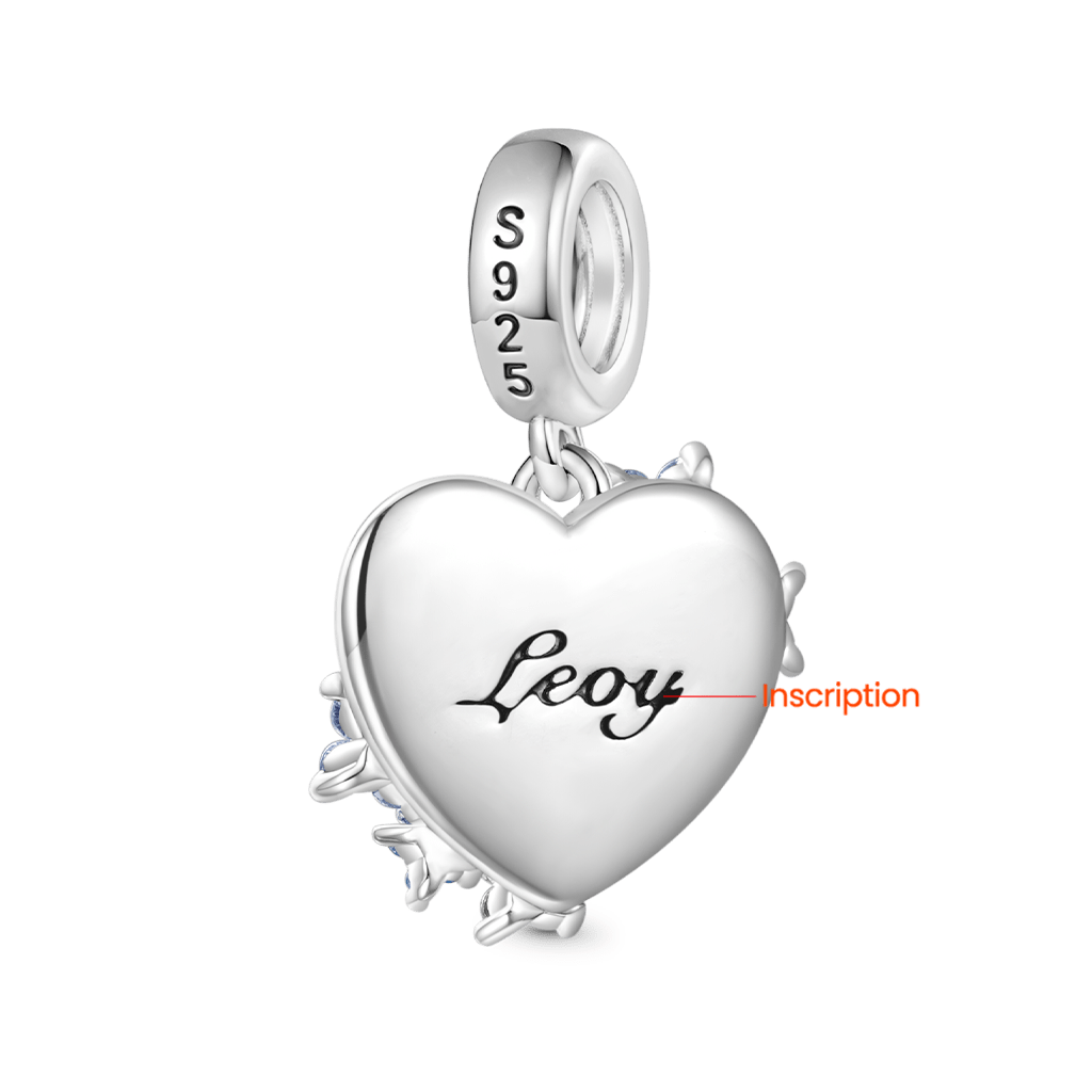 Gnoce Engravable "Life Blooms in Color" Heart Flowers Pendant Dangle Charm_3