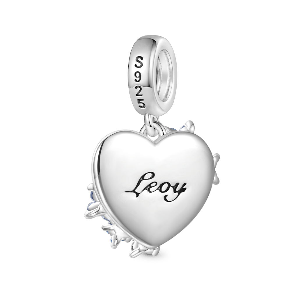 Gnoce Engravable "Life Blooms in Color" Heart Flowers Pendant Dangle Charm_2