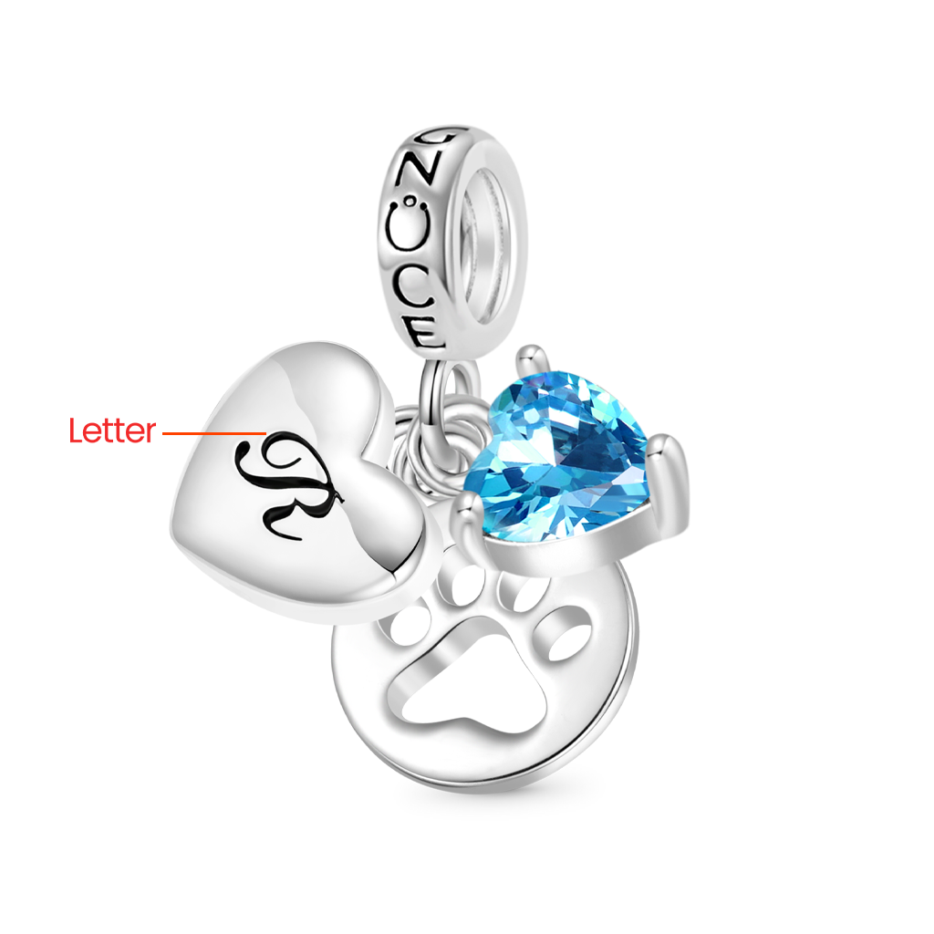Gnoce Personalized Initial Letter Pet Love Birthstone Pendant Dangle Charm_2