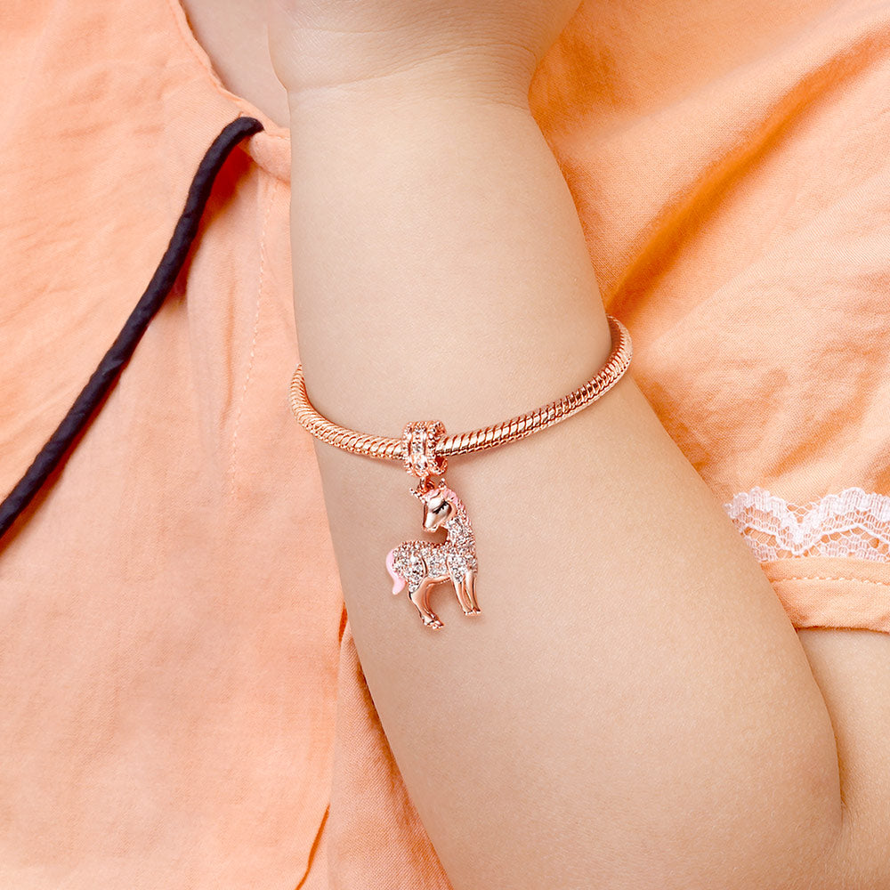 Gnoce "Divine Soul and Spirit" Unicorn Beads 925 Sterling Silver 18K Rose Gold Plated Charm Pendant fit for Bracelet/Necklace_7