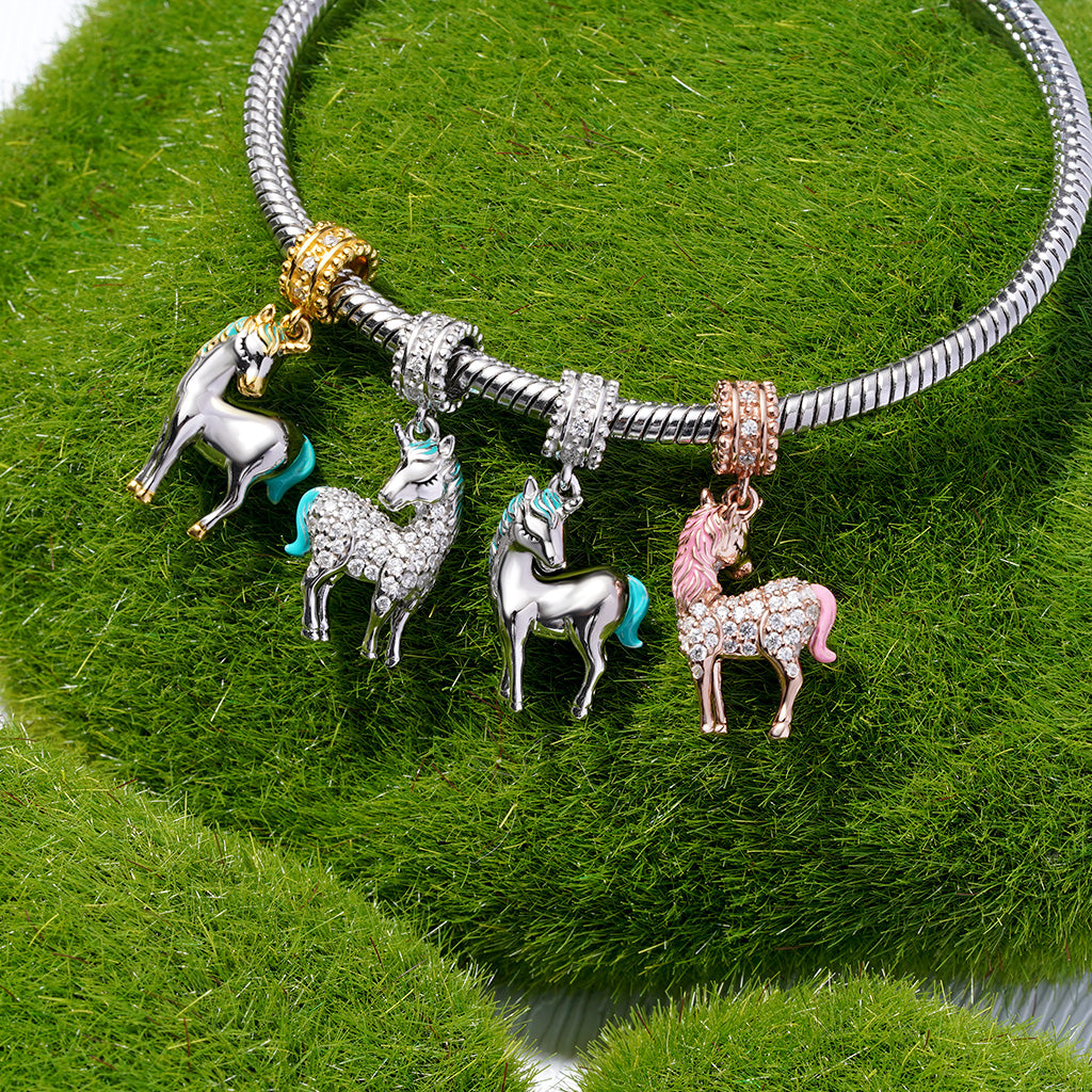 Gnoce "Divine Soul and Spirit" Unicorn Beads 925 Sterling Silver 18K Rose Gold Plated Charm Pendant fit for Bracelet/Necklace_3