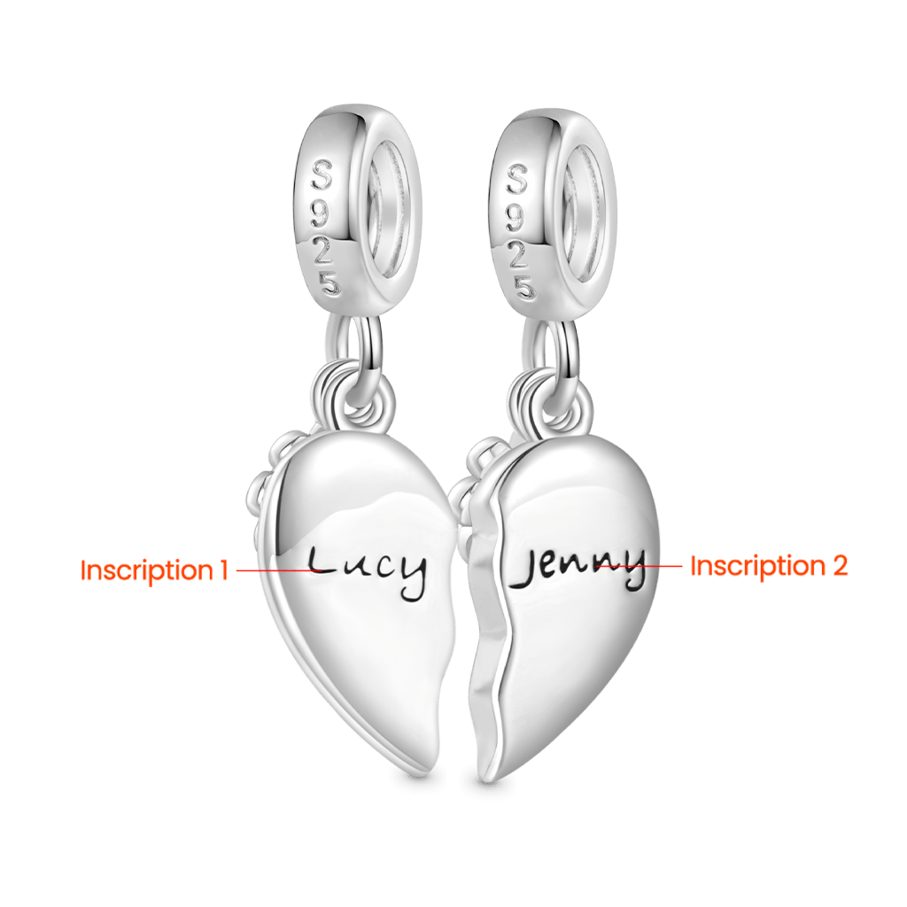 Gnoce Engravable "BEST FRIEND" Pair Heart Rainbow Pendant Dangle Charm_3