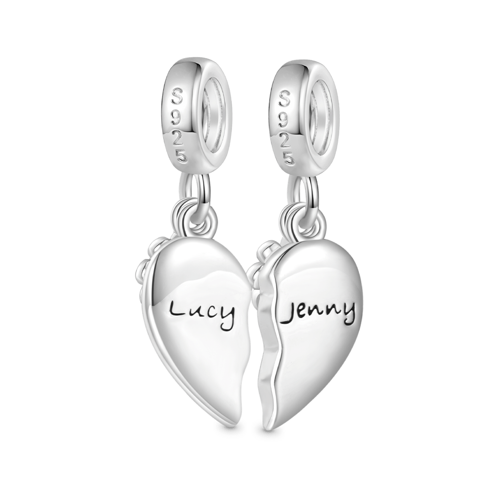 Gnoce Engravable "BEST FRIEND" Pair Heart Rainbow Pendant Dangle Charm_2