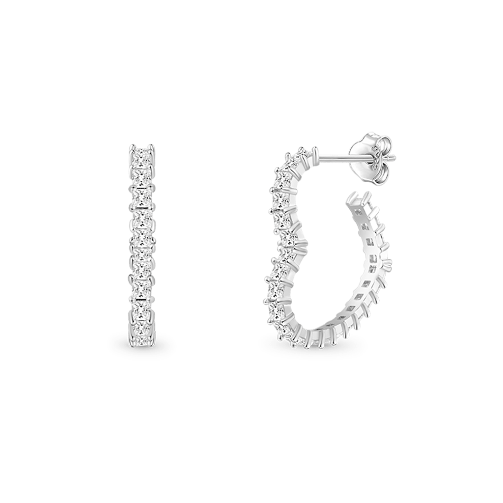 Gnoce Princess Cut Love Heart Stud Earrings_2