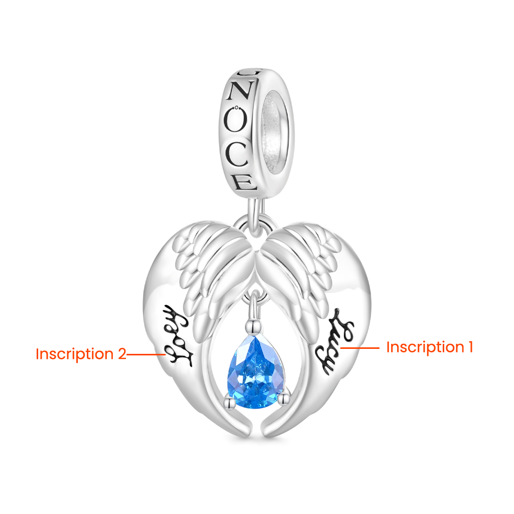 Gnoce Engravable Angel Wings Tears Pendant Dangle Charm_2