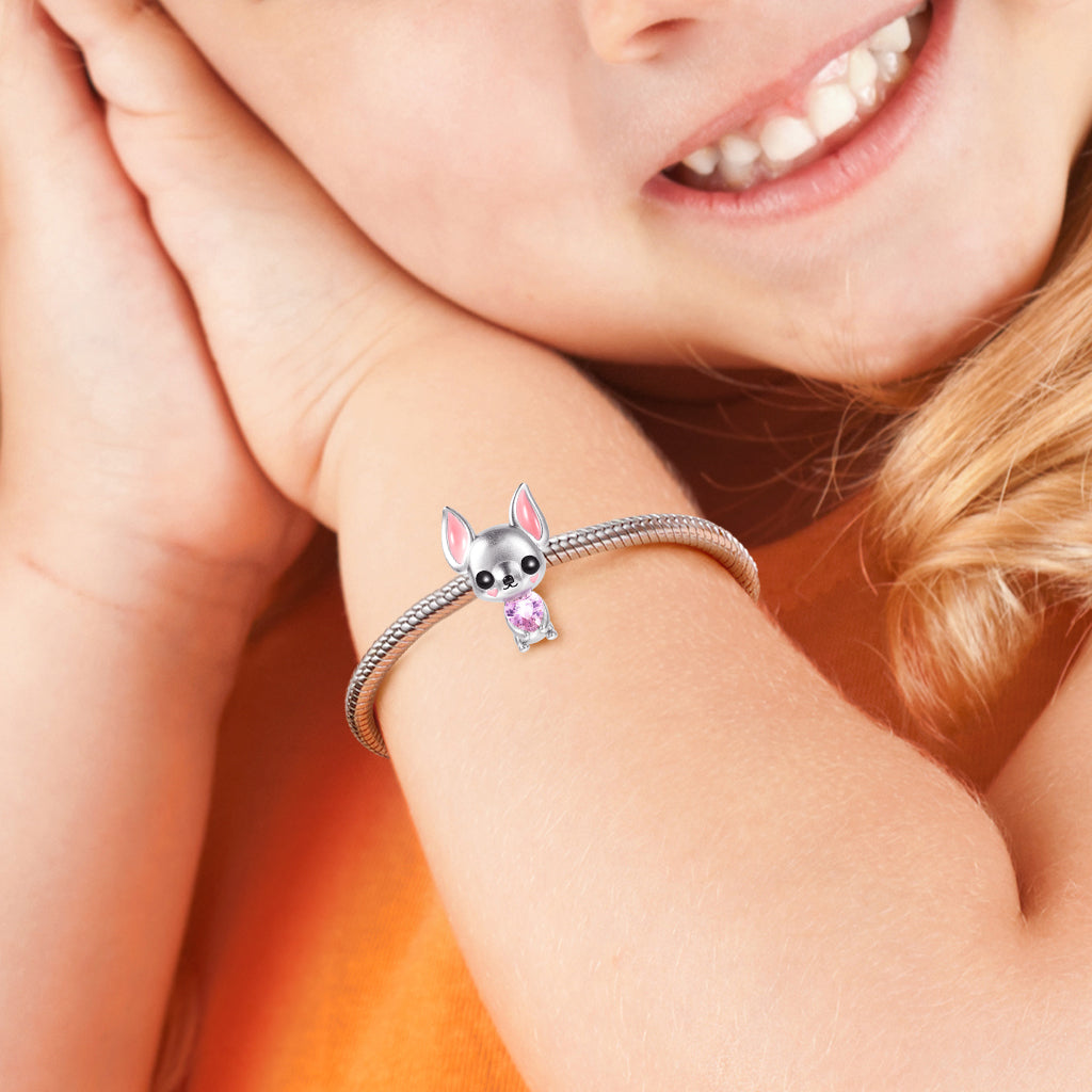 Chihuahua Embraces Heart Gemstone Charm Bead Sterling Silver_4