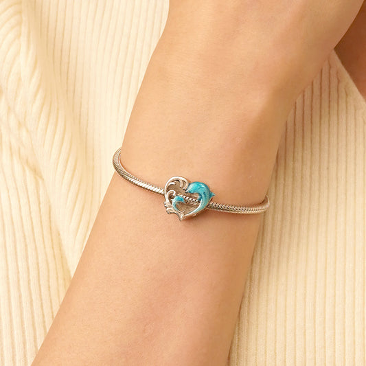 Gnoce "Always love you mom" Dolphin Heart Charm_5