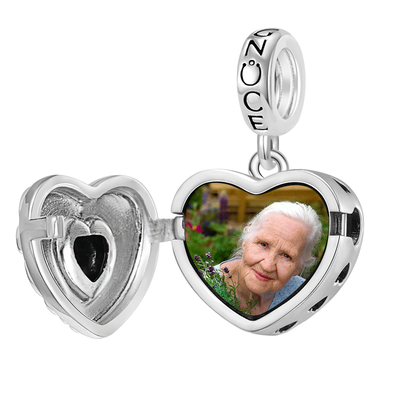 Gnoce Openable Personalized Photo Heart Pendant Dangle Charm_1