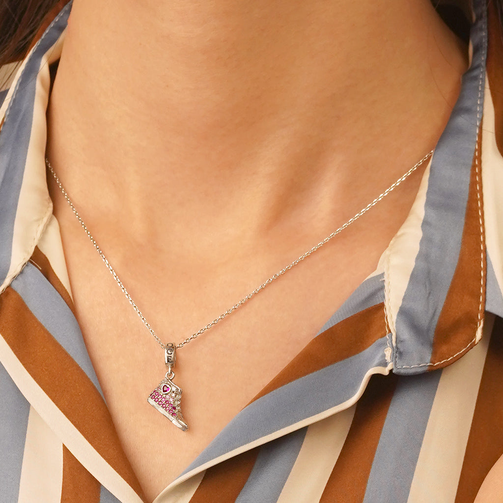 Gnoce Pink Canvas Shoe Pendant Dangle Charm_5