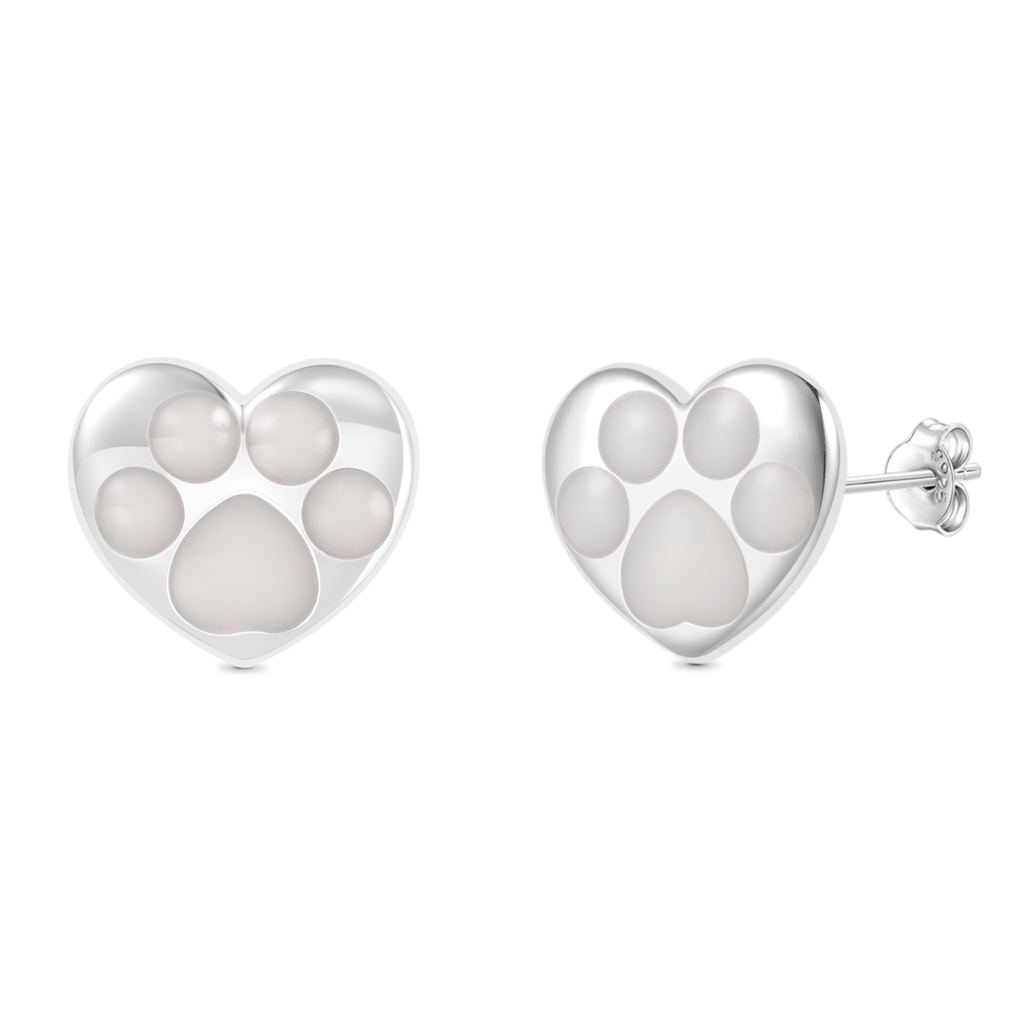 Gnoce Glow-in-the-Dark Heart Puppy Paw Stud Earrings_3
