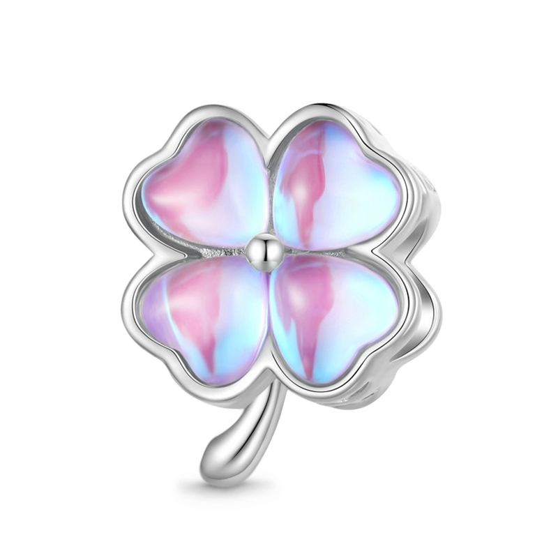 Gnoce Pink Heart Four Leaf Clover Charm_1