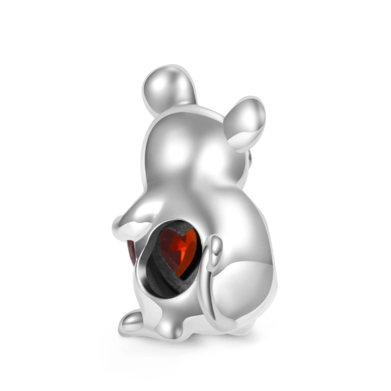 Gnoce Chinese Zodiac Rat Embraces Heart Gem Charm_2