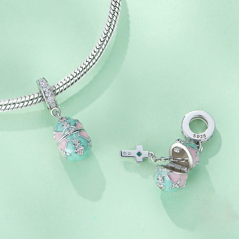 Gnoce Easter Egg Openable with Cross Pendant Dangle Charm_3