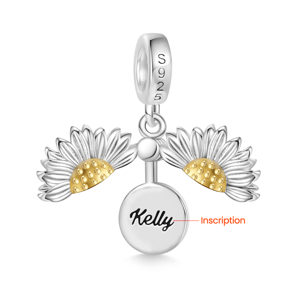 Gnoce Openable Sunflower Engravable Pendant Dangle Charm_3