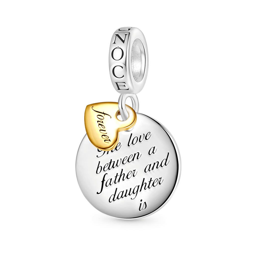 Gnoce Father Daughter Emotional Heart Pendant Dangle Charm_1