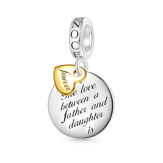 Gnoce Father Daughter Emotional Heart Pendant Dangle Charm_1