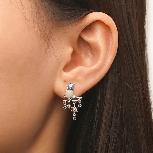 Gnoce Sparkling Glow-in-the-Dark Moon Stud Earrings_6