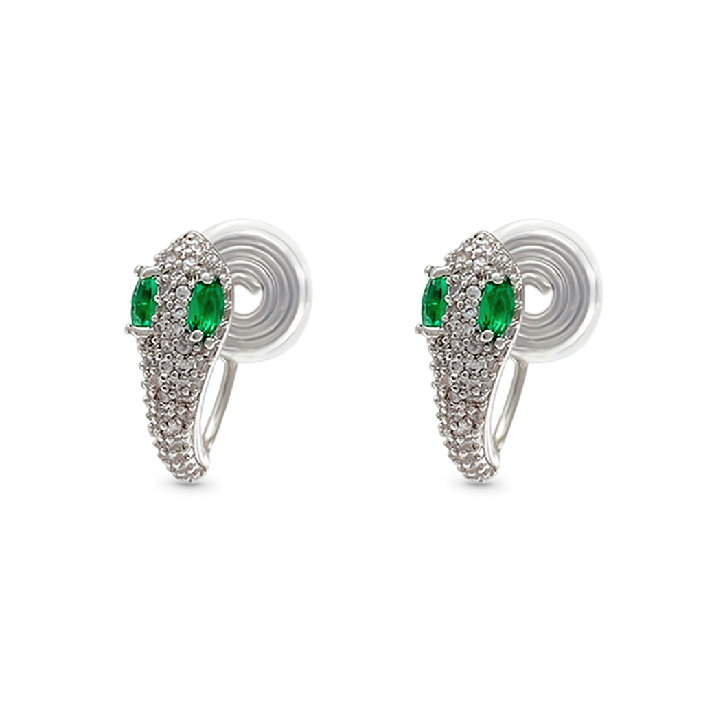 Gnoce Emerald Snake Head Ear Clips_1