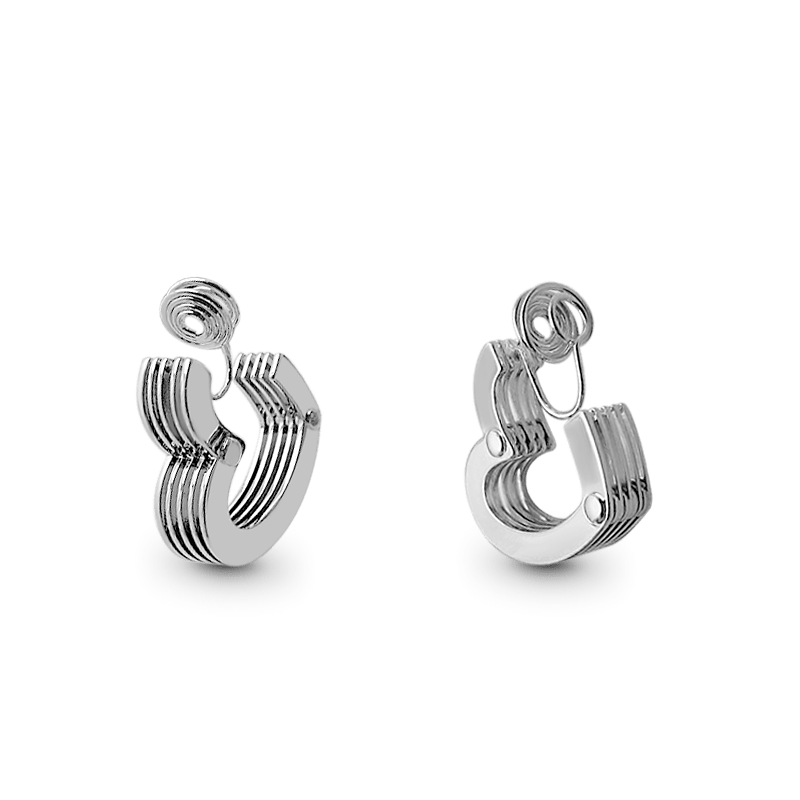 Gnoce Silver Multi-layer Heart Ear Clips_1