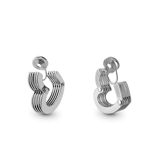 Gnoce Silver Multi-layer Heart Ear Clips_1