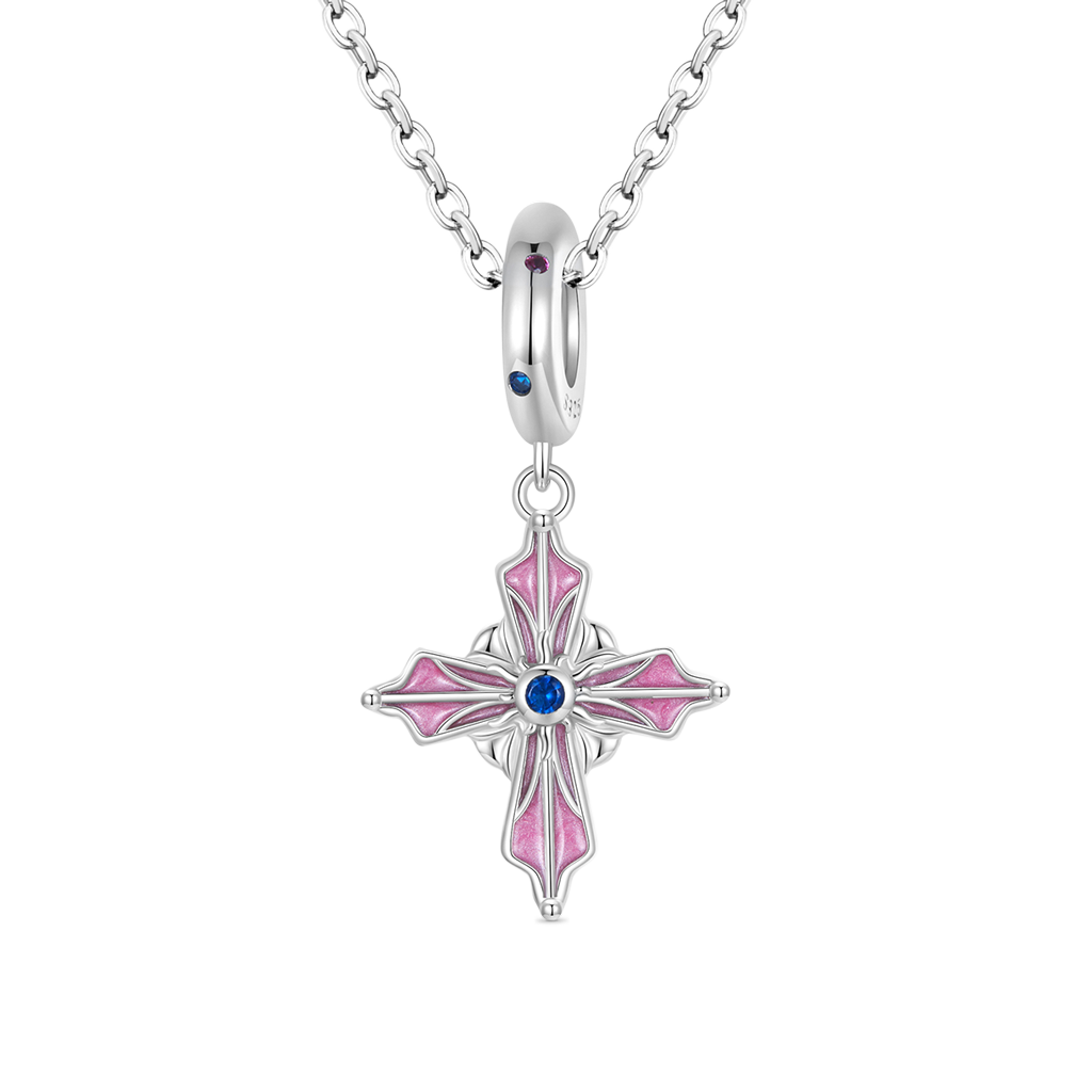 Gnoce Pink Cross Pendant Dangle Charm_2