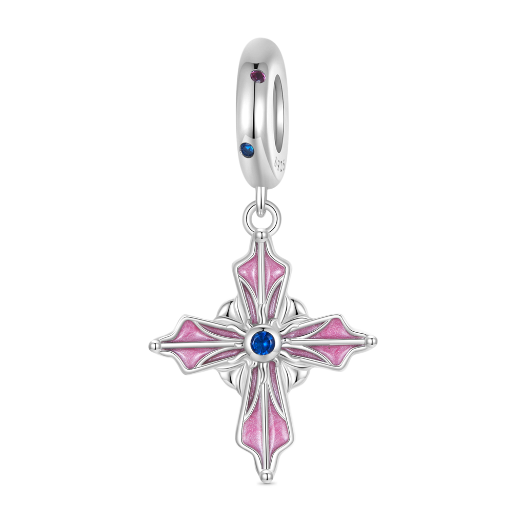 Gnoce Pink Cross Pendant Dangle Charm_1