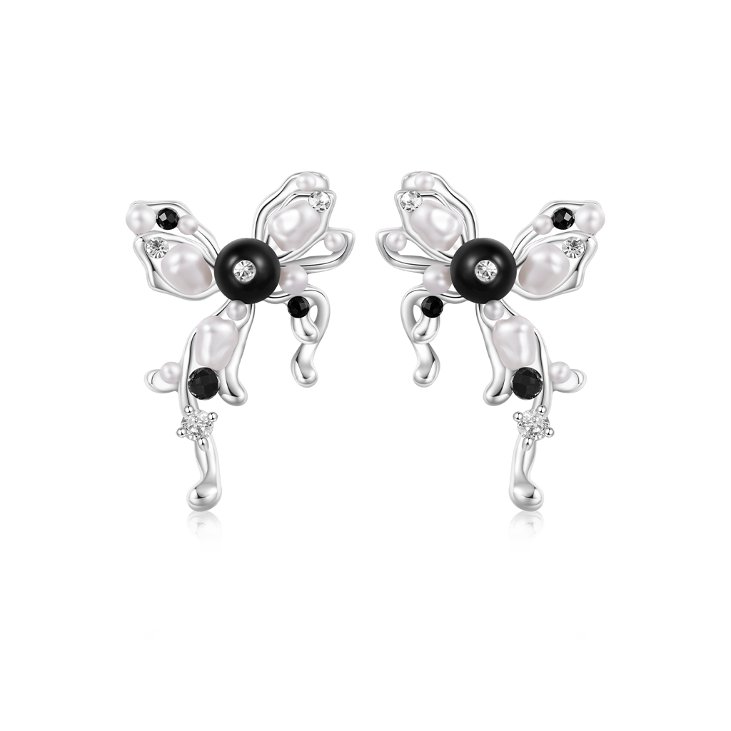 Gnoce Sweet Y2K Bow Ribbon Stud Earrings_1