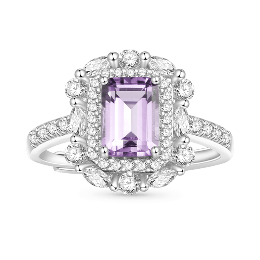 Gnoce Adjustable Square-cut Amethyst Promise Ring_1
