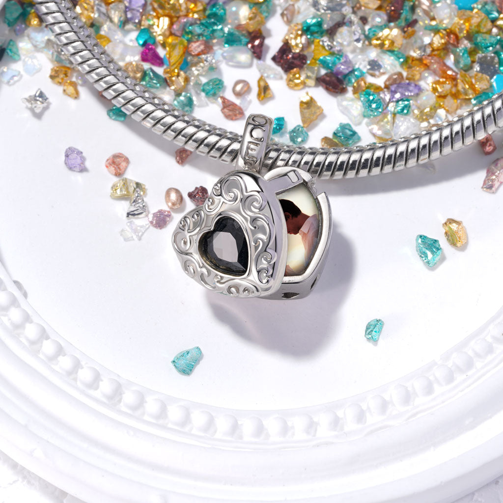 Gnoce Openable Personalized Photo Heart Pendant Dangle Charm_3