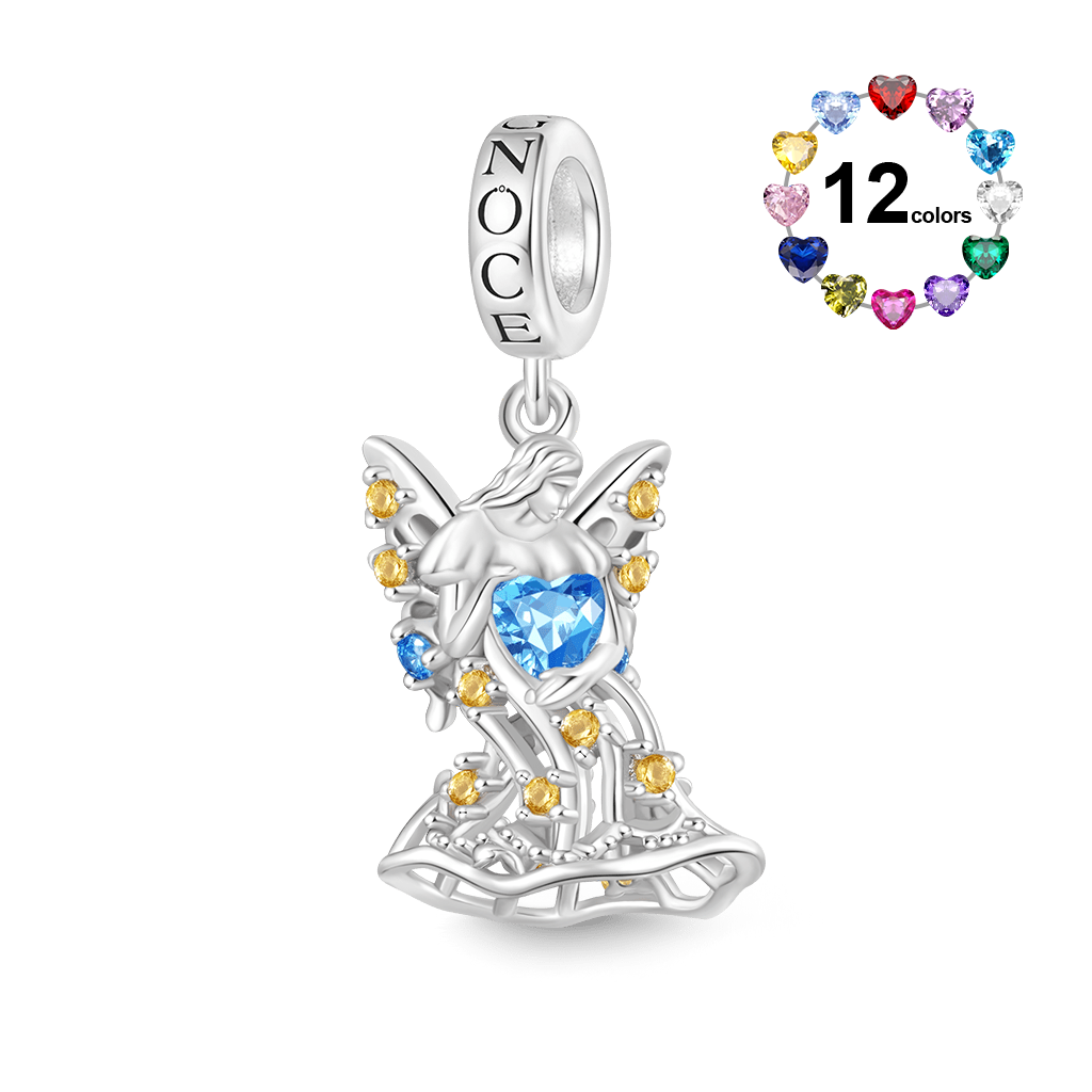 Gnoce Fairy Queen Titania Embraces Heart Birthstone Pendant Dangle Charm_1