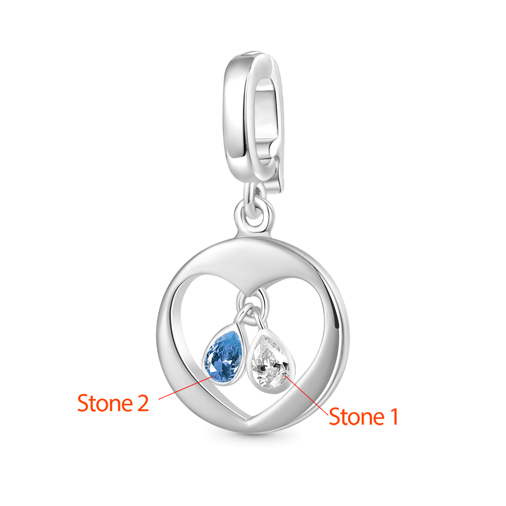 Gnoce Pear Birthstone Heart Clasp Clusters Charm_2
