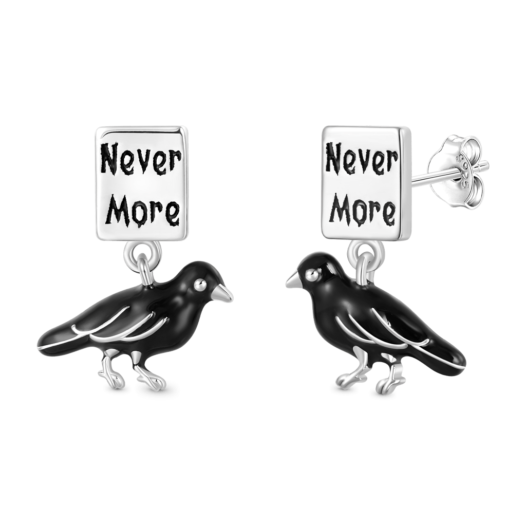 Gnoce Allan Poe 'Nevermore' Crow Stud Earrings_2