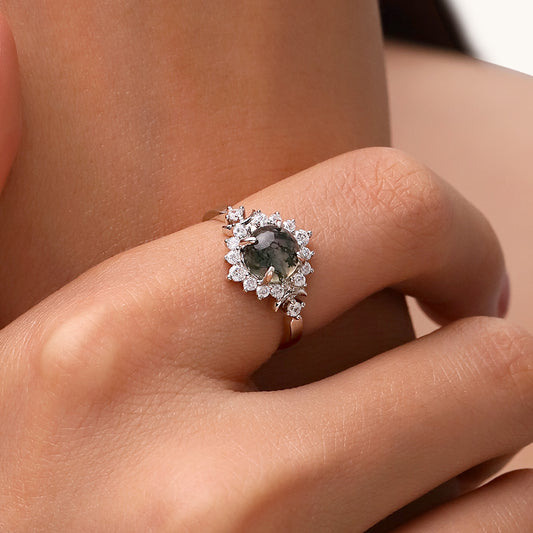 Gnoce Green Moss Agate Adjustable Ring_5
