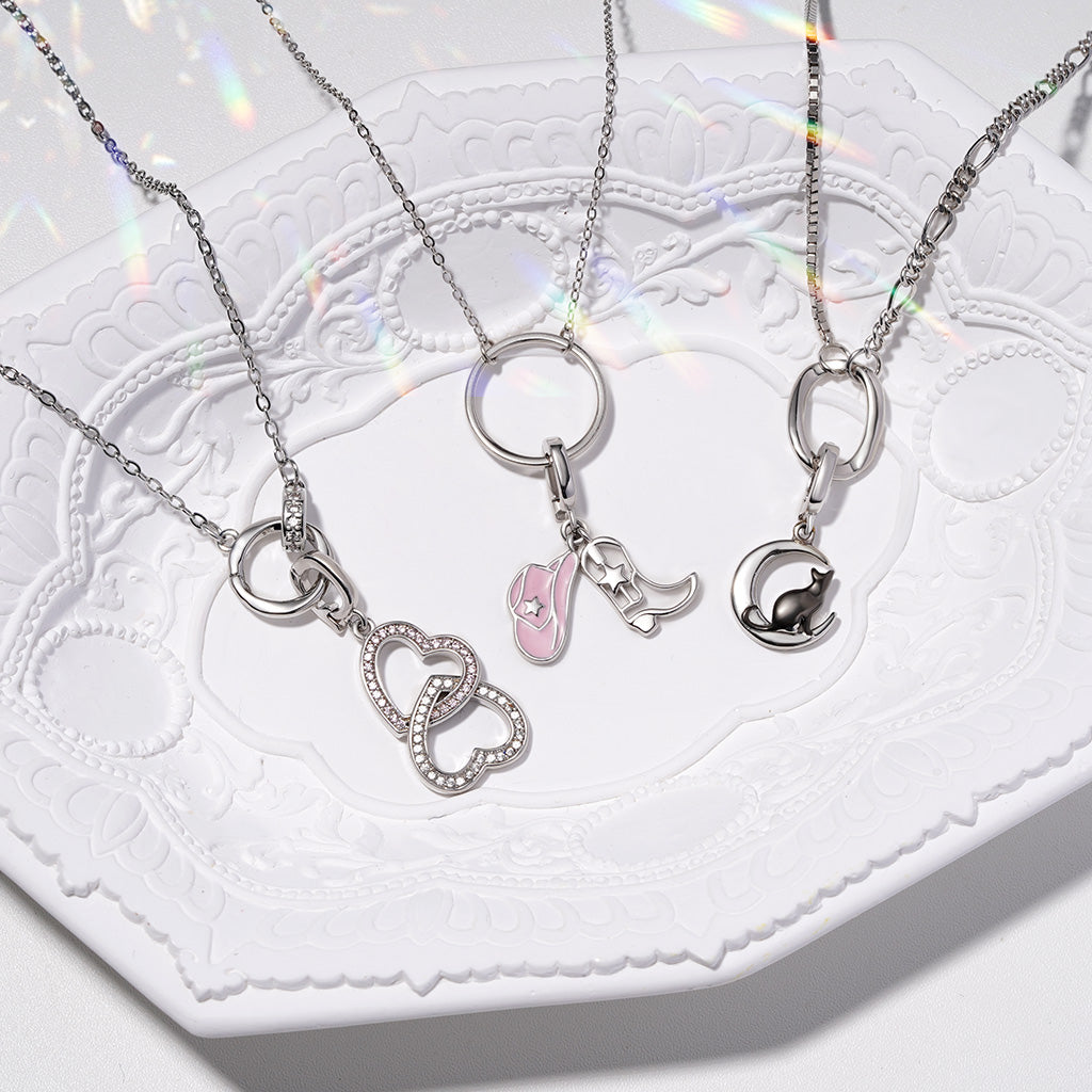 Gnoce Asymmetric Chain Hollow Oval Link Necklace_4