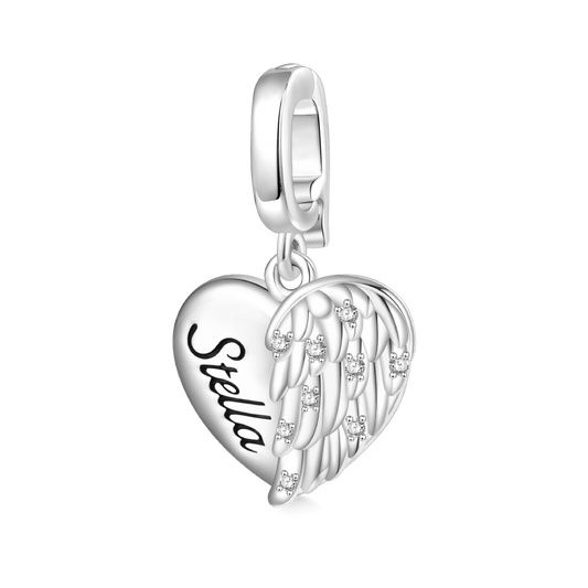 Gnoce Engravable Heart Wings Clasp Clusters Charm_1