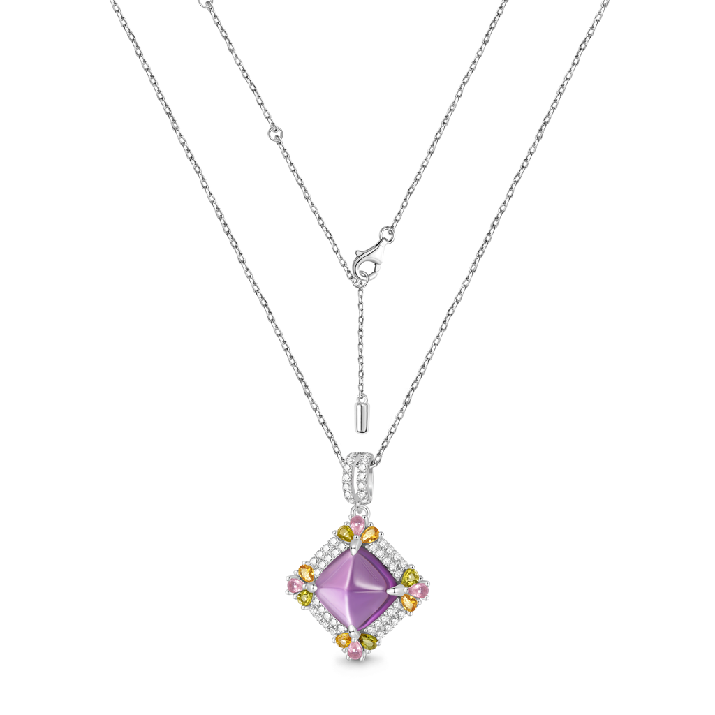Gnoce Elegant Luxurious Shine Amethyst Pendant Necklace_3