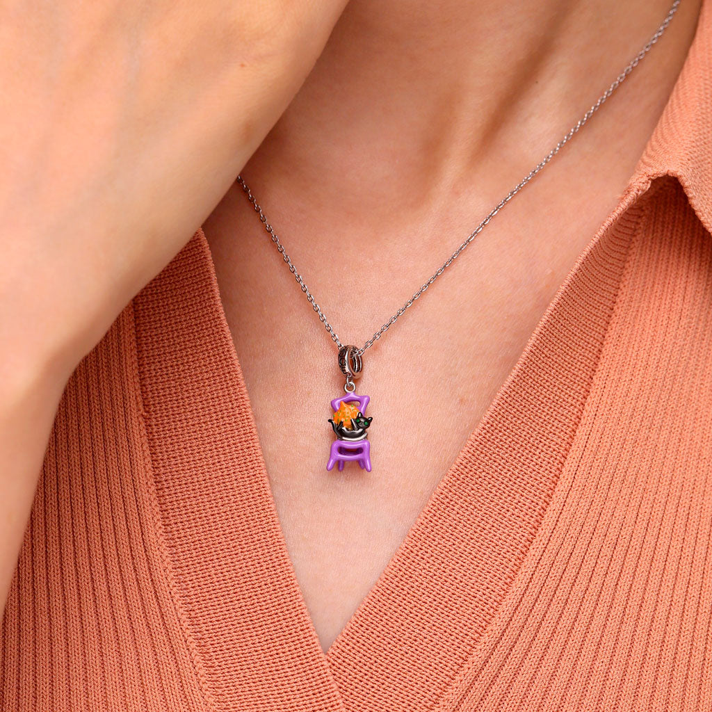 Gnoce Halloween Chair Glow-in-the-Dark Cat Pendant Dangle Charm_6