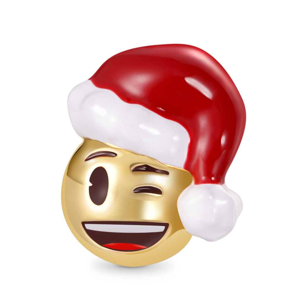 Gnoce emoji Santa Hat Winking Smiley Face Charm_1