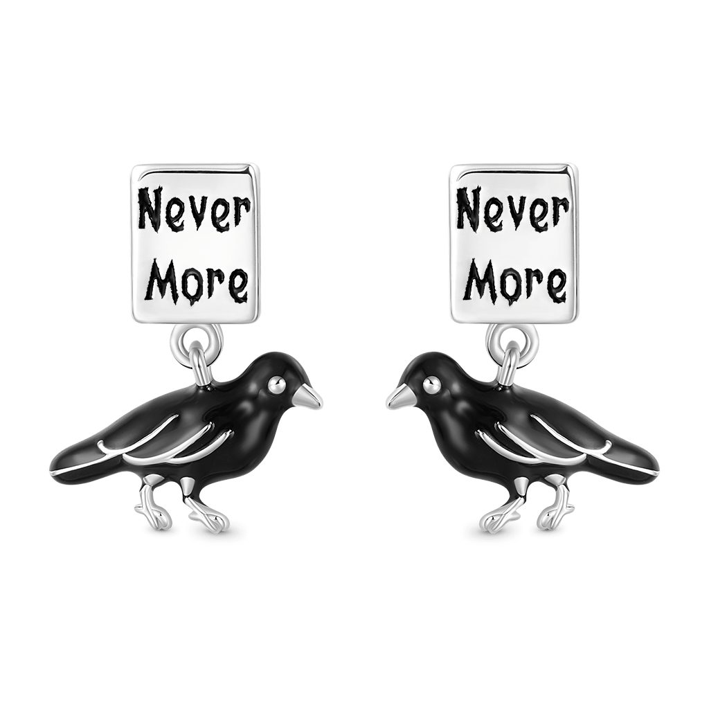 Gnoce Allan Poe 'Nevermore' Crow Stud Earrings_1