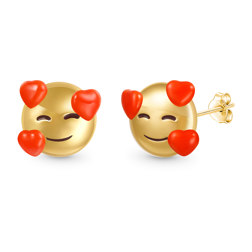 Gnoce emoji Smiling Face with Hearts Stud Earrings_2