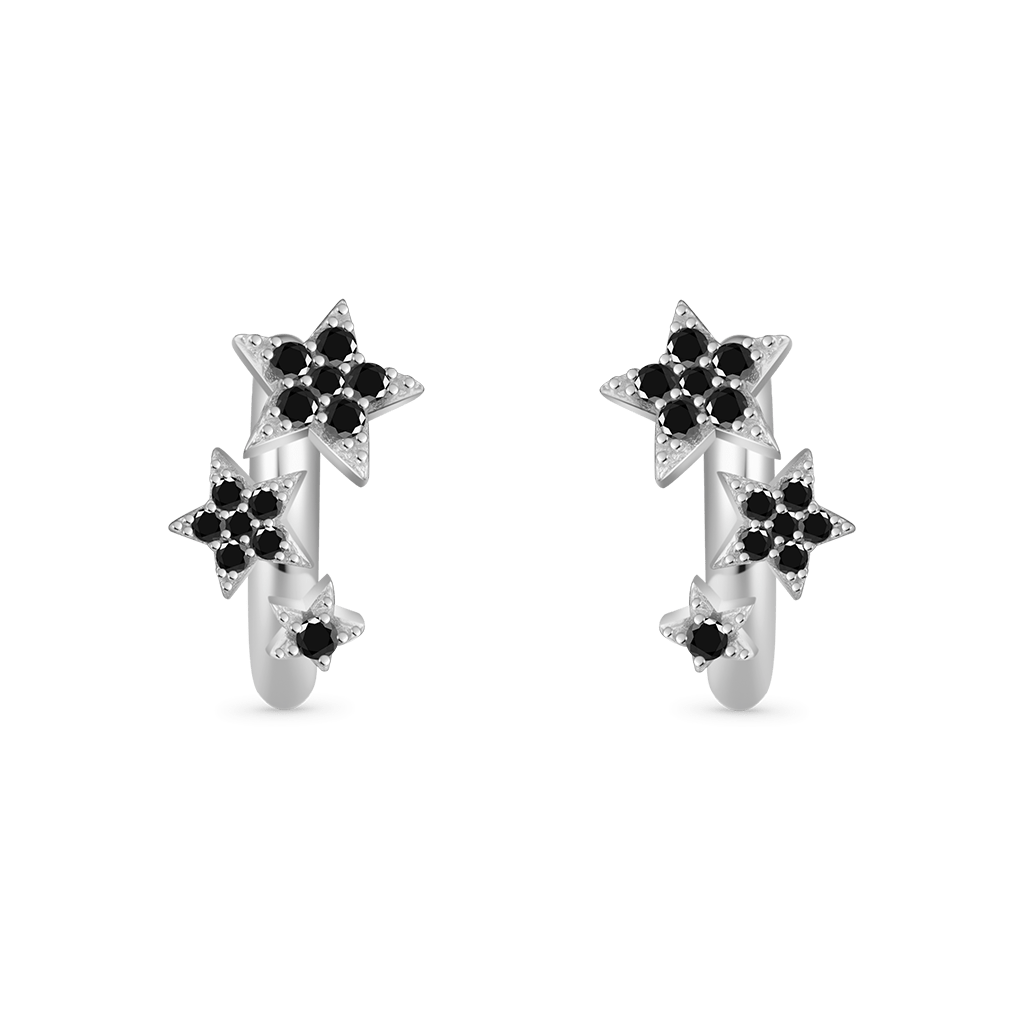 Gnoce Pentagram Design Shiny Hoop Earrings_2