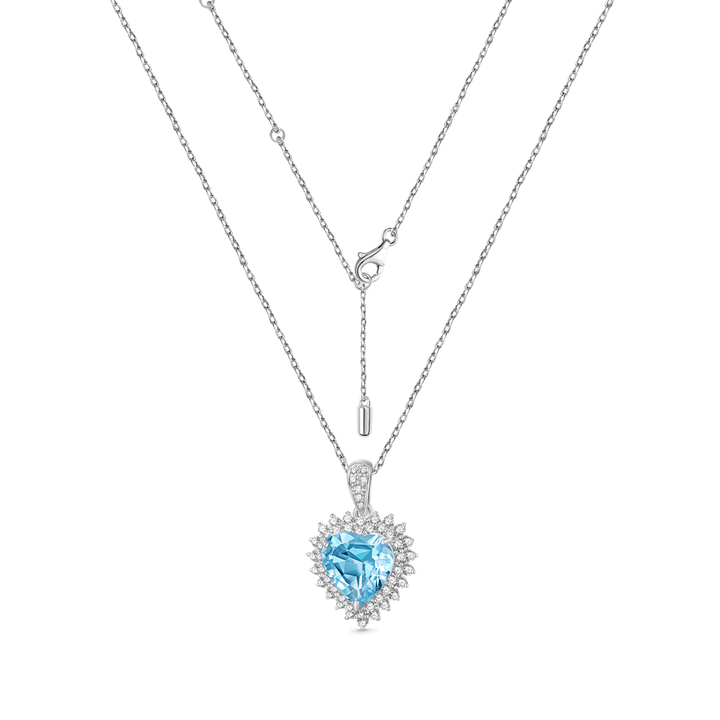 Gnoce Elegant Blue Topaz Heart Pendant Necklace_2